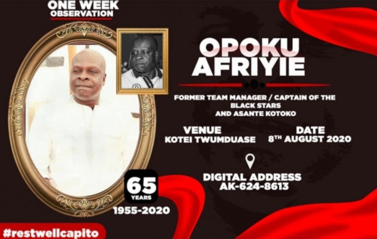 Family of late ex-Kotoko player Opoku Afriyie releases details for his one-week observation