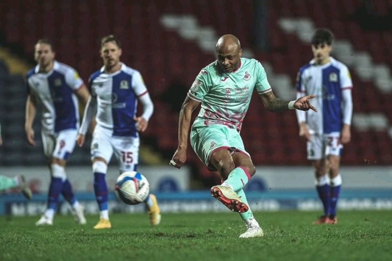 Andre Ayew scores 14th league goal for Swansea City against Blackburn Rovers