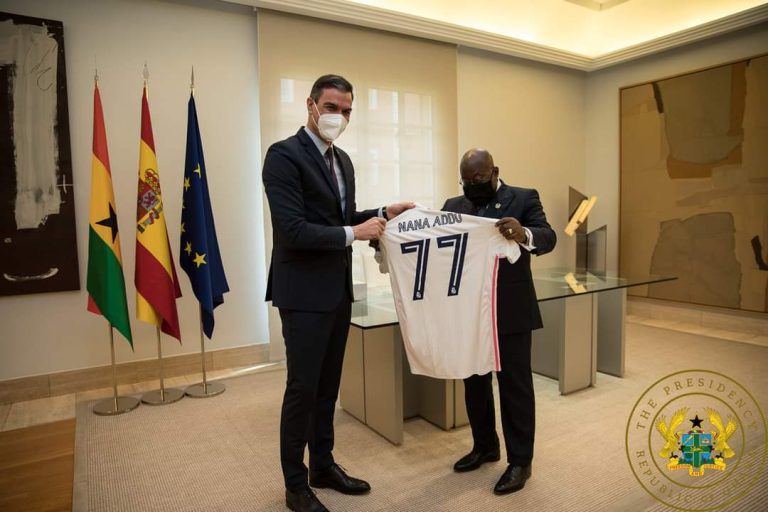 Ghana President Akufo-Addo receives customised jersey from Spanish giants Real Madrid as birthday gift