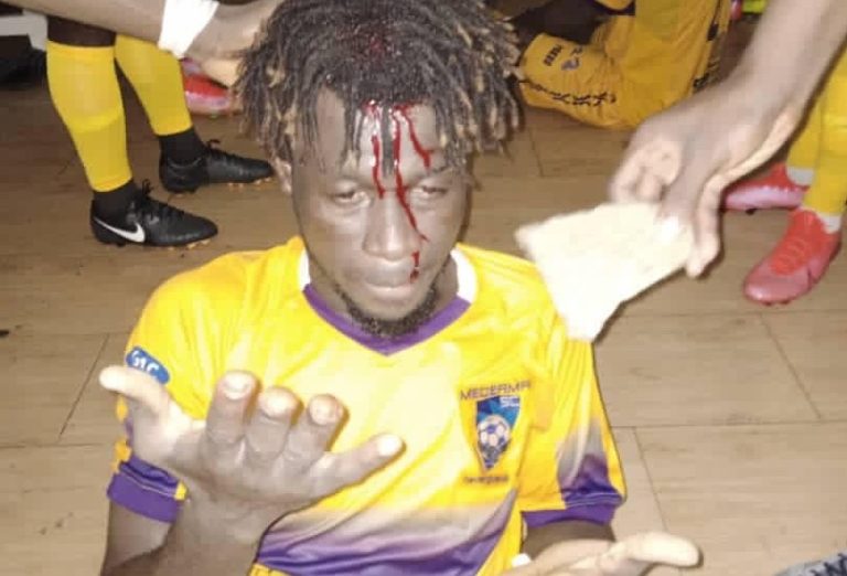 Bloody scenes in Aiyinase as irate  fans of Karela United   beat players and fans of Medeama