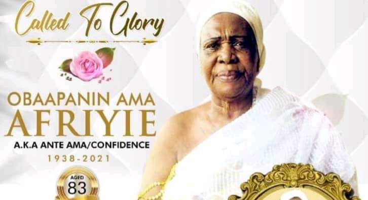 The late mother of Hon. Prince Osei Agyekum goes home October 9 [Check details]