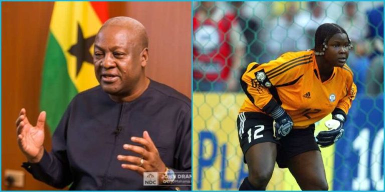 John Mahama saves ex-Black Queens goalkeeper Memunatu Sulemana Who was living in a kiosk